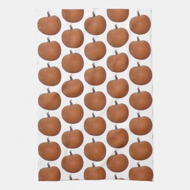 Orange Pumpkin Photo Cutout Tilad på White Kökshandduk (Vertikal)