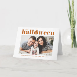 Orange Pumpkin Retro Typography Happy halloween Kort