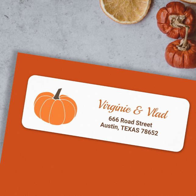 Orange Pumpkin-returadressetikett Returadress Etikett (Orange Pumpkin return address label)