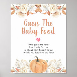 Orange Pumpkin Rustic Blommigt Gissa Baby Food Poster