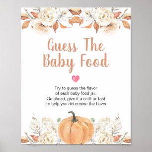 Orange Pumpkin Rustic Blommigt Gissa Baby Food Poster