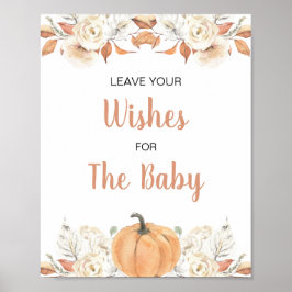 Orange Pumpkin Rustic Blommigt Önskemål för Baby-t Poster