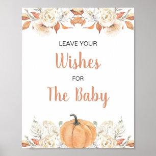 Orange Pumpkin Rustic Blommigt Önskemål för Baby-t Poster