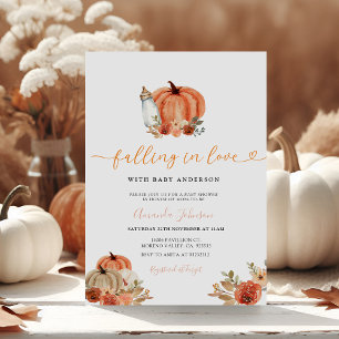 Orange Pumpkin sjunker i Kärlek Fall Baby Shower Inbjudningar