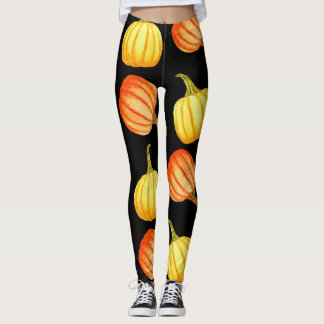 Orange Pumpkin: Sömlös Watercolor Mönster. Leggings
