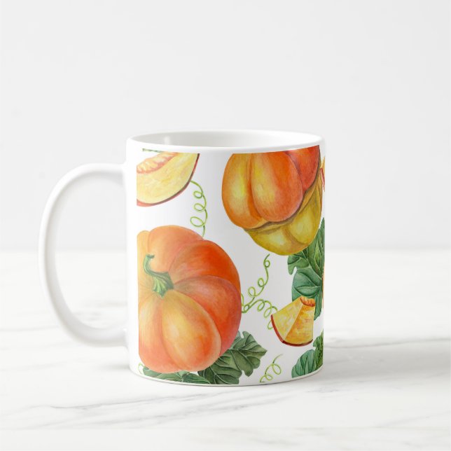 Orange Pumpkin: sommarhösten Vegetable Mönster. Kaffemugg (Vänster)