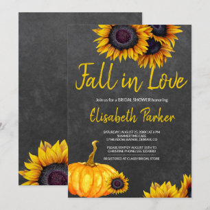 Orange Pumpkin Sunblommor Chalkboard-Möhippa Inbjudningar