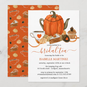 Orange Pumpkin Tekanna Fall Möhippa Tea Inbjudningar