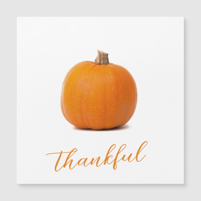 Orange Pumpkin Thankful White Magnetic Card (Framsida)
