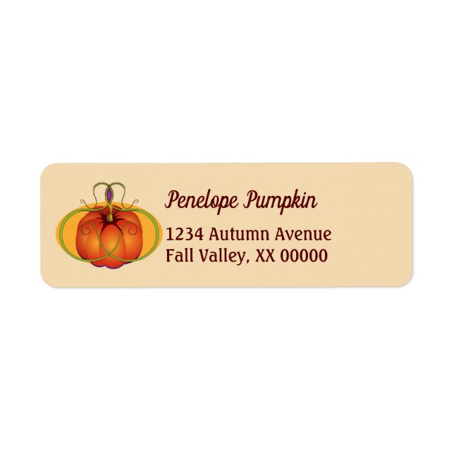 Orange Pumpkin Thanksgiving Personlig Namn Returadress Etikett (Framsidan)