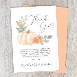 Orange Pumpkin Watercolor Baby Shower Tack Kort