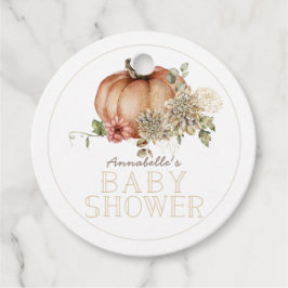 Orange Pumpkin & White Dahlia Baby Shower Gåvor Etiketter
