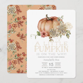 Orange Pumpkin & White Dahlia Baby Shower Inbjudningar