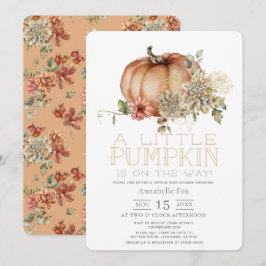Orange Pumpkin & White Dahlia Virtuell Baby Shower Inbjudningar