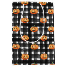 ORANGE PUMPKINER MED SVART OCH VITT PLAID