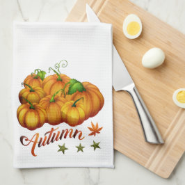 Orange Pumpkins Autumn Kitchen Towel Kökshandduk