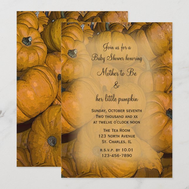 Orange Pumpkins Baby Shower Inbjudningar (Fram/baksida)