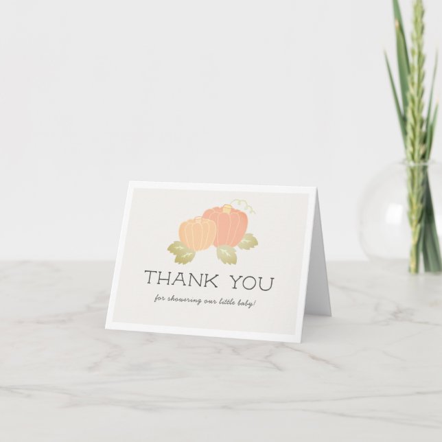 Orange Pumpkins Beige Baby Shower Tack Kort (Framsida)