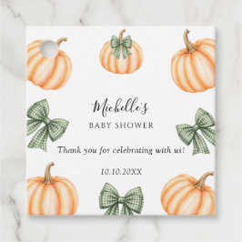Orange Pumpkins Bow Gender Neutral Baby Shower Gåvor Etiketter