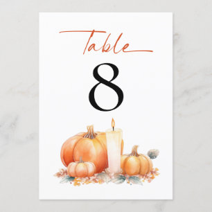 Orange Pumpkins Candle Bröllop Bordsnummer