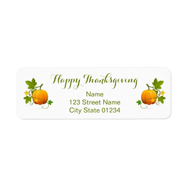Orange Pumpkins Happy thanksgiving returadress Returadress Etikett (Framsidan)