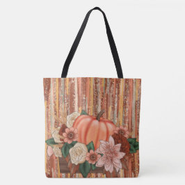 ORANGE PUMPKINS & ORANGE GULD & GRÖNT FLOWERS TYGKASSE