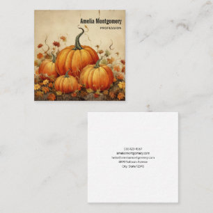 Orange Pumpkins Rustic Autumn Fyrkantigt Visitkort