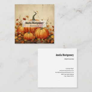 Orange Pumpkins Rustic Autumn Fyrkantigt Visitkort