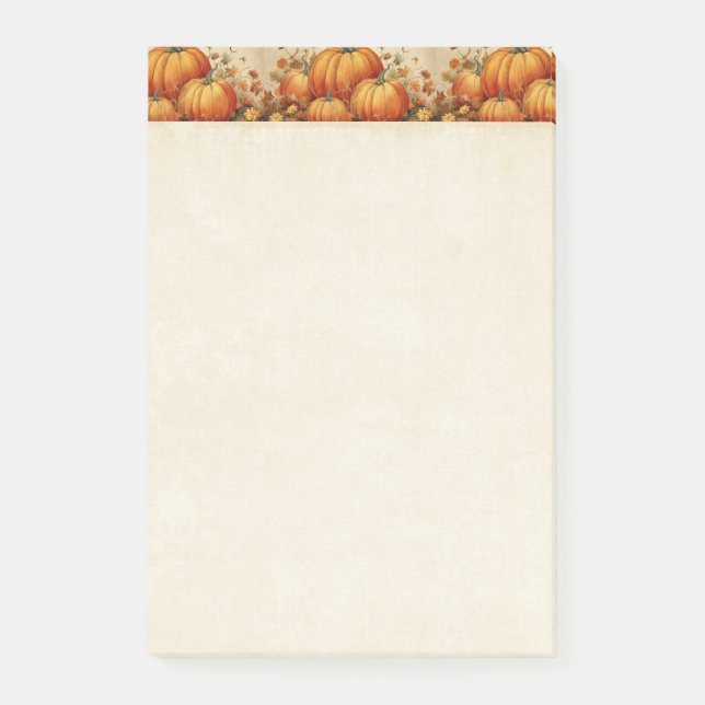 Orange Pumpkins Rustic Autumn Mönster Post-it Block (Framsida)