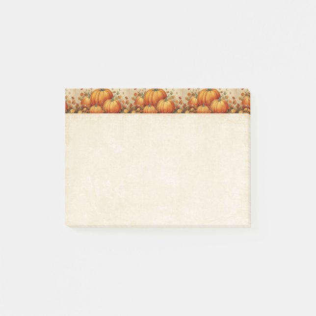 Orange Pumpkins Rustic Autumn Mönster Post-it Block (Framsida)
