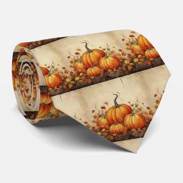 Orange Pumpkins Rustic Autumn Mönster Slips (Rullad)