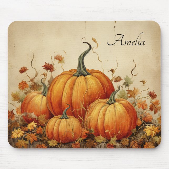 Orange Pumpkins Rustic Autumn Musmatta (Framsidan)