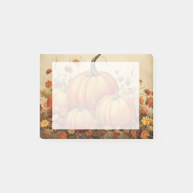 Orange Pumpkins Rustic Autumn Post-it Block (Framsida)