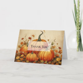 Orange Pumpkins Rustic Autumn Tack Kort