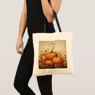 Orange Pumpkins Rustic Autumn Tygkasse