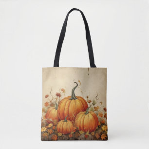 Orange Pumpkins Rustic Autumn Tygkasse