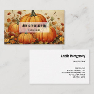 Orange Pumpkins Rustic Autumn Visitkort