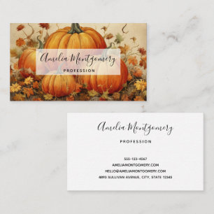 Orange Pumpkins Rustic Autumn Visitkort