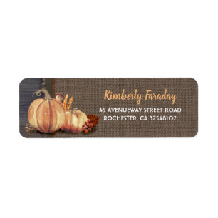 Orange Pumpkins Rustic Fall Party Returadress Etikett