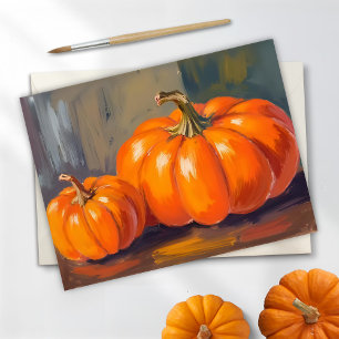 Orange pumpor Halloween Höst Akvarell Helg Vykort
