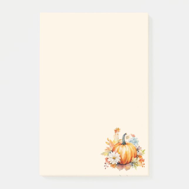 Orange pumpor och blommor Höst Post-it Block (Framsida)
