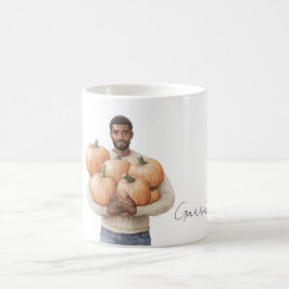 Orange pumpor svart man kaffemugg