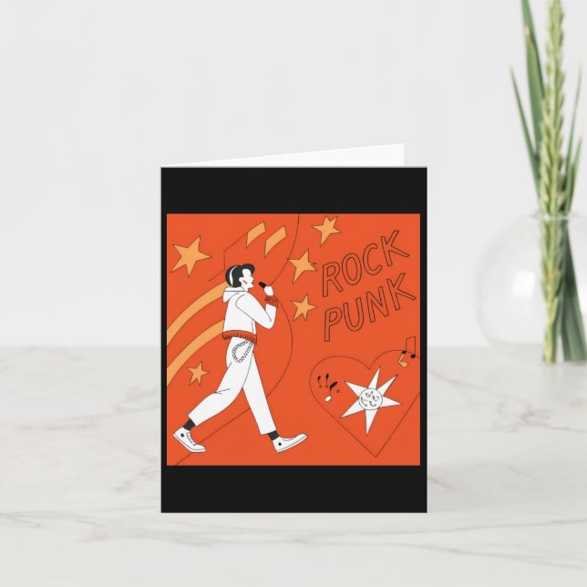 Orange Punk Sten Expressive Digital Art Illustrati Kort (Framsida)
