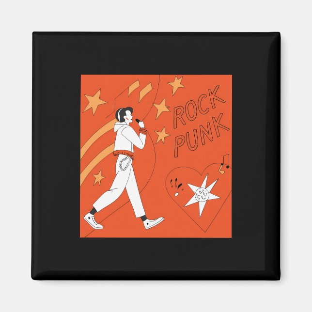 Orange Punk Sten Expressive Digital Art Illustrati Magnet (Framsidan)