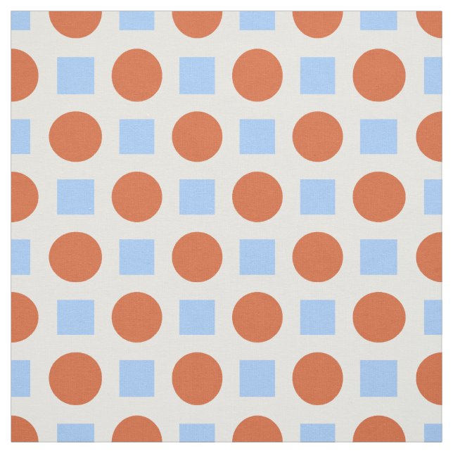 Orange punkter och blå fyrkanter tyg (Provkarta)