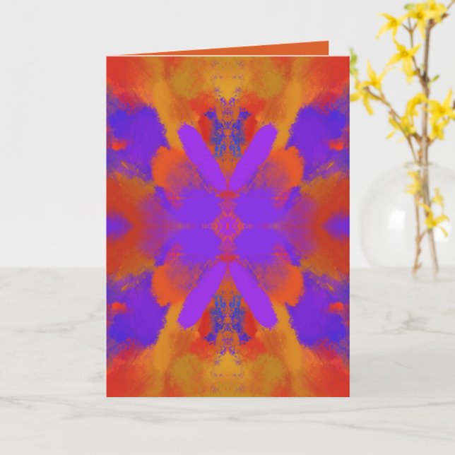 Orange Purple And Red Abstract Graphic Art Design Kort (Gul blomma)
