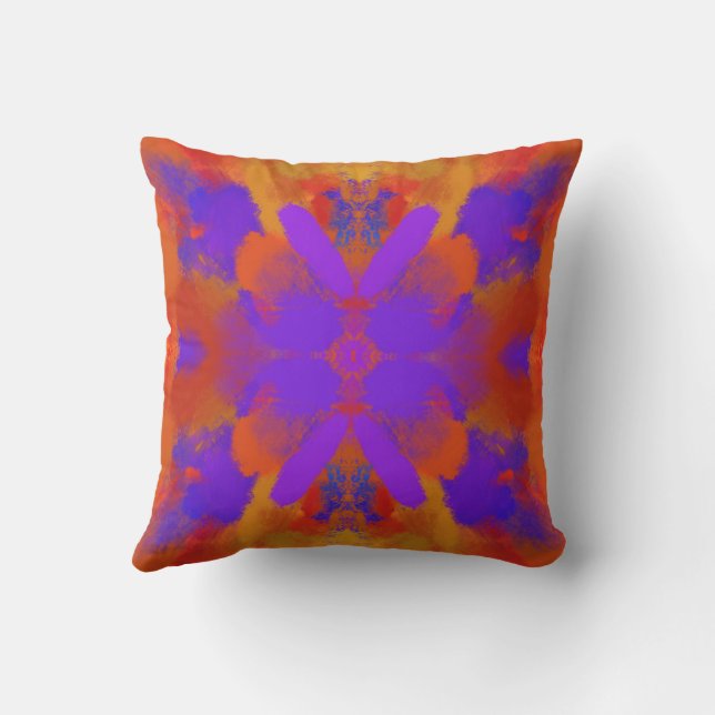 Orange Purple And Red Abstract Graphic Art Design Kudde (Baksida)