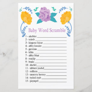 Orange Purple Blommor Baby ord blandas spel