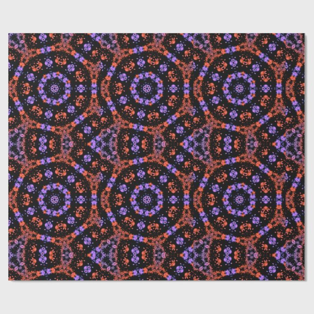 Orange & Purple Kaleidoscope Fractal Pattern Presentpapper (Platt)