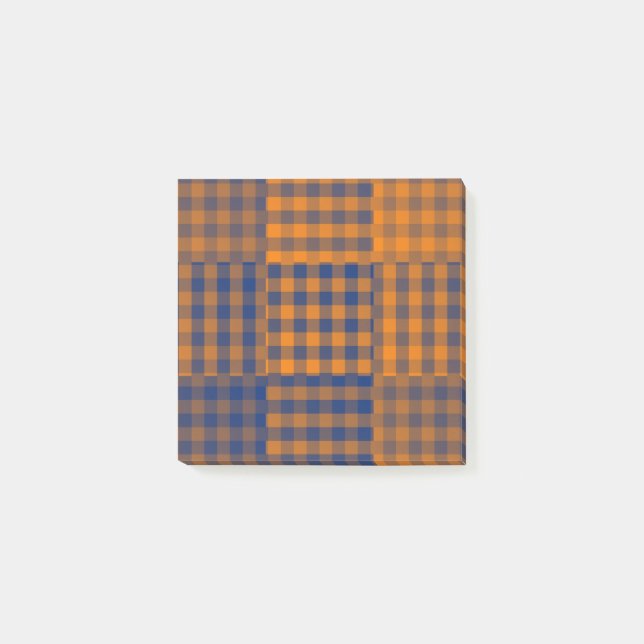 Orange Purple Rutigt Lappat Mönster Post-it Block (Framsida)